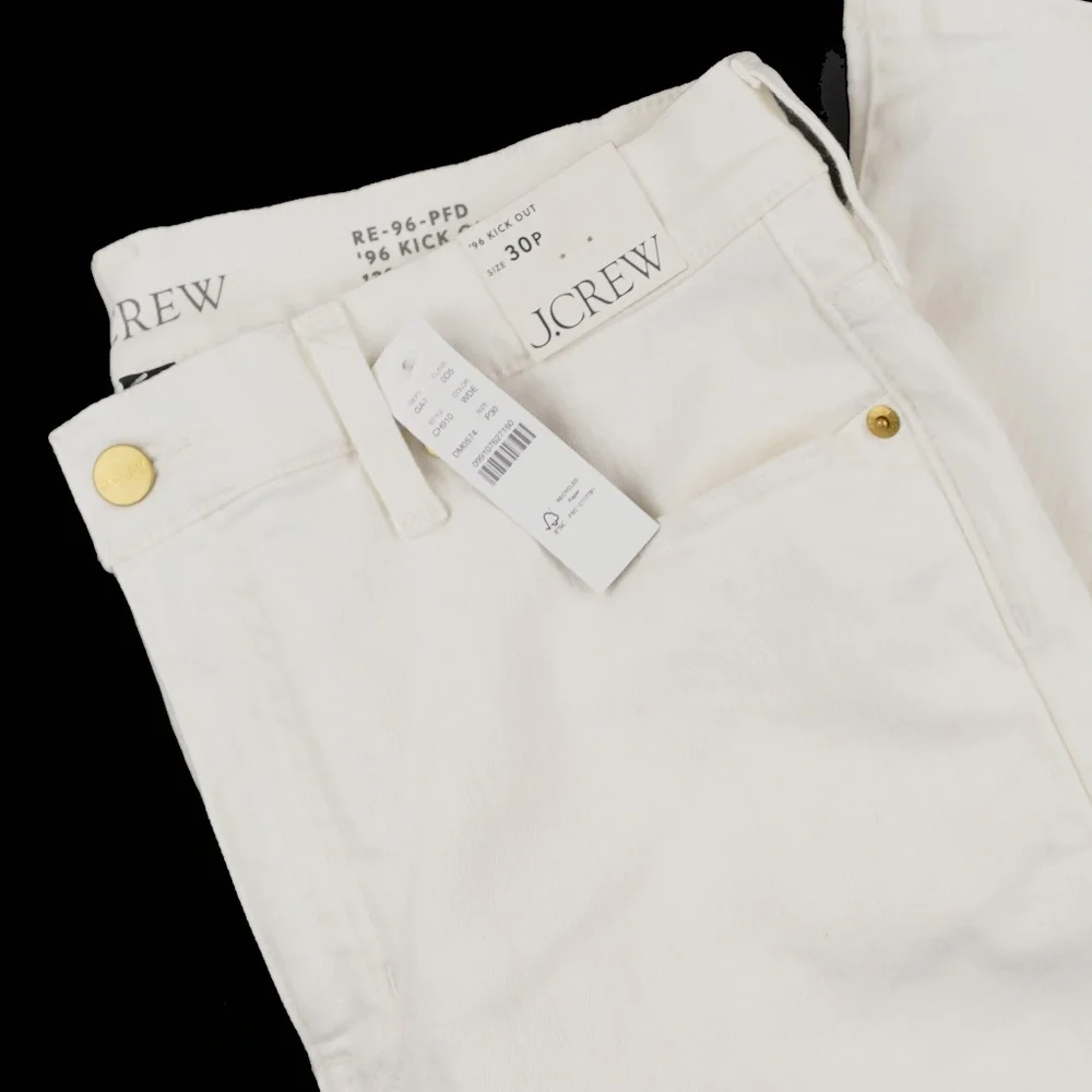 New JCREW Size 30 P 30P Petite High-Rise Kickout Jean in White $148 CH910